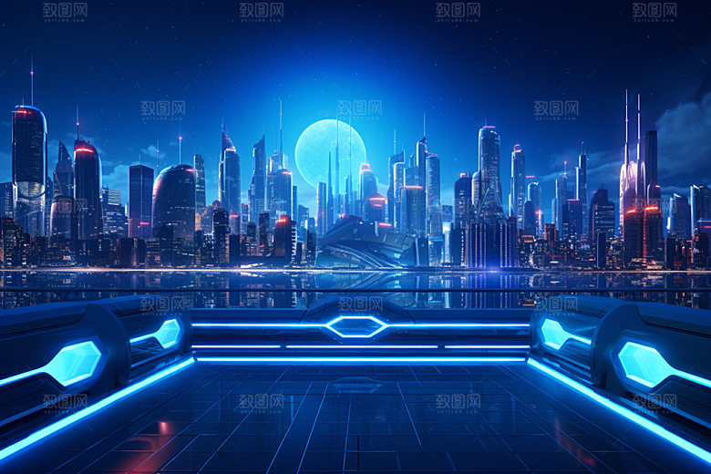 科技都市科创夜景素材