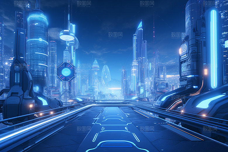 科技都市科创夜景素材