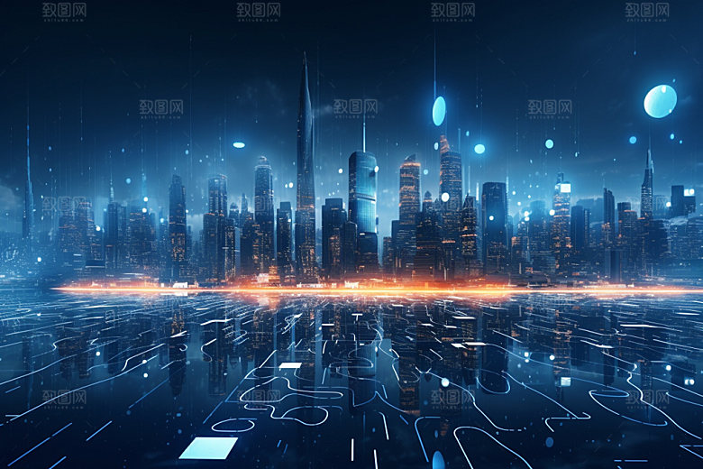 科技都市夜景赛博朋克素材