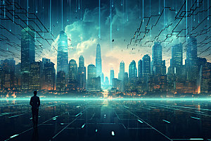 科技都市未来城市信息技术素材