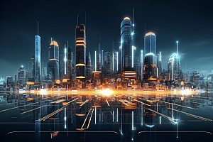 科技都市未来城市信息技术素材