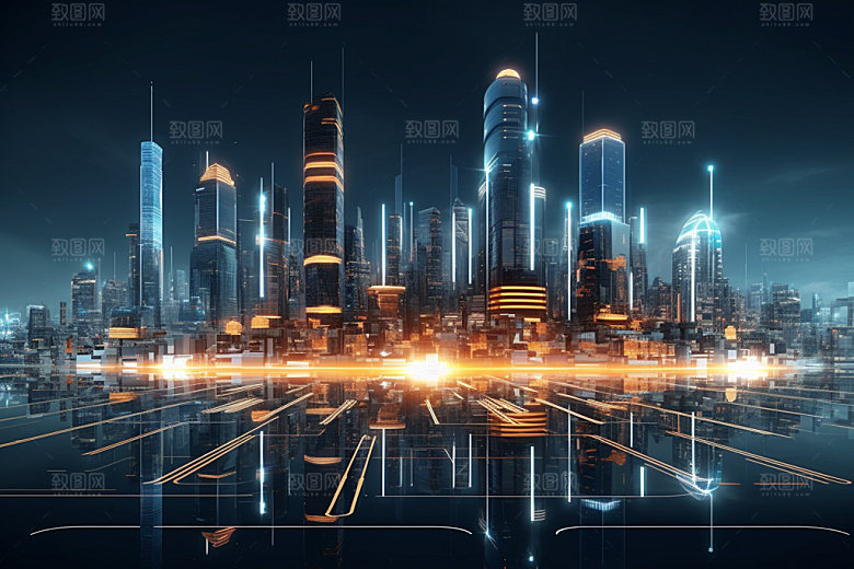 科技都市未来城市信息技术素材