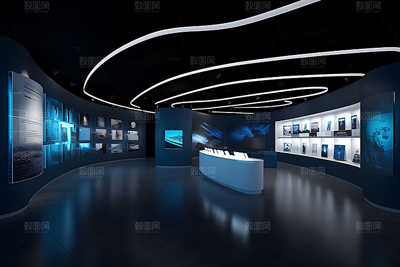 科技展厅现代展示规划效果图
