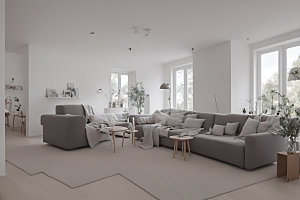 客厅模型空间效果图