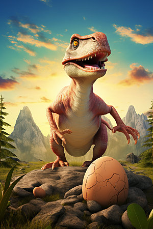 恐龙古生物模型插画