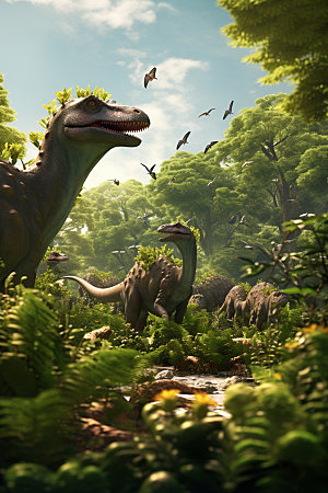 恐龙古生物3D插画