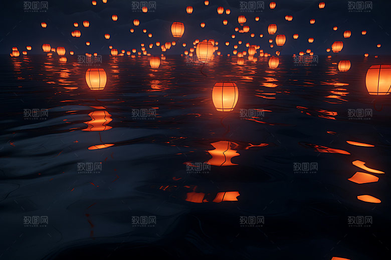 孔明灯祈愿祈福摄影图