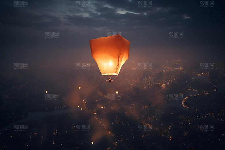 孔明灯祈福高清摄影图