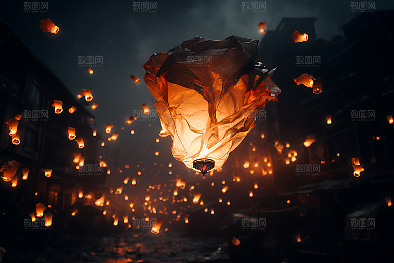 孔明灯高清元宵节摄影图
