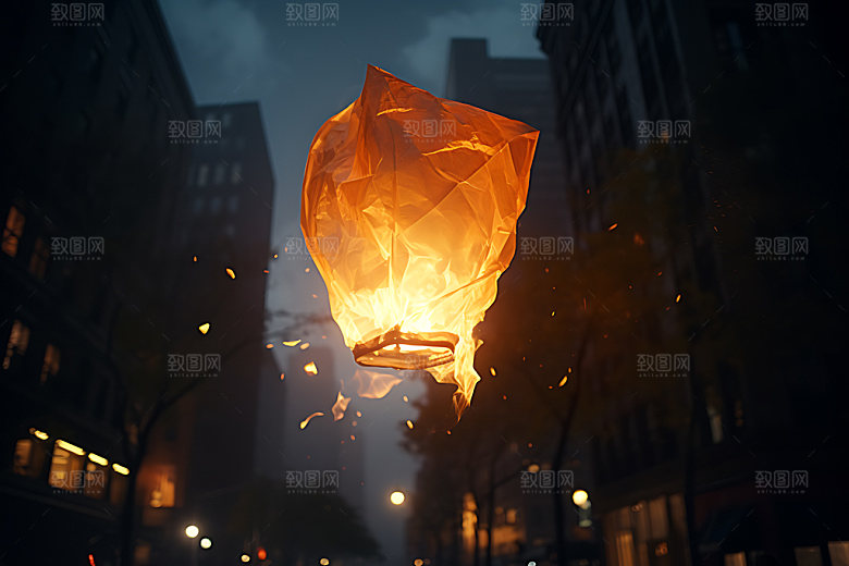 孔明灯放飞元宵节摄影图