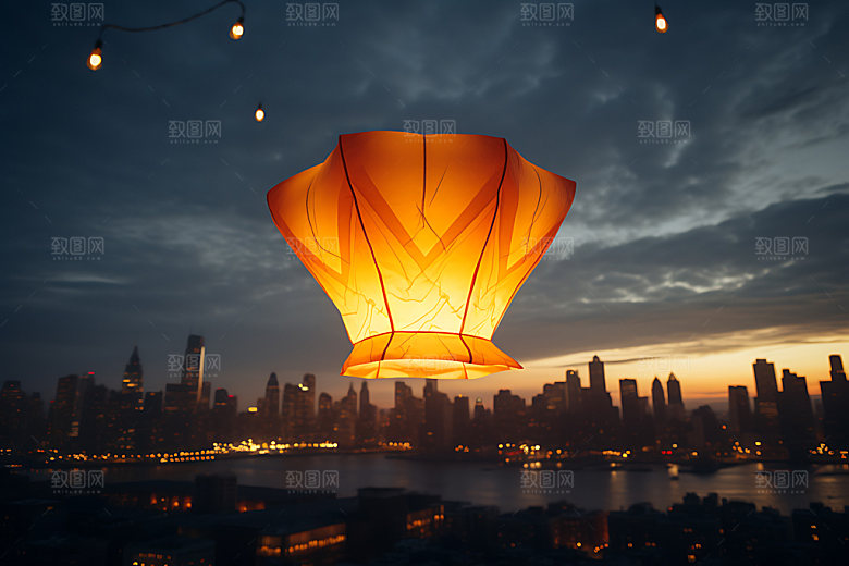 孔明灯美好祝愿天灯摄影图