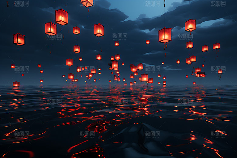 孔明灯祈福高清摄影图