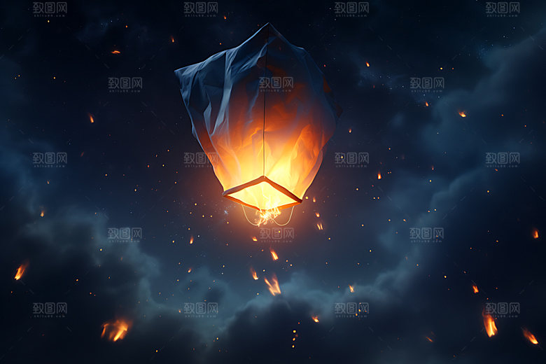 孔明灯元宵节浪漫摄影图