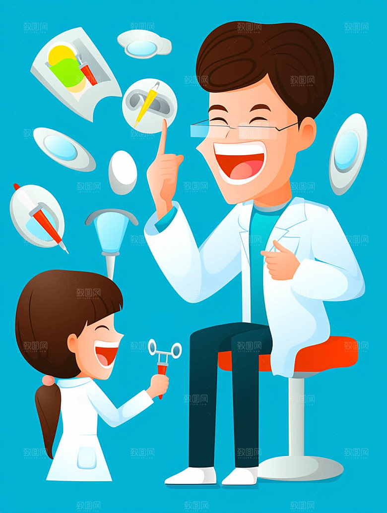 口腔医生健康插画
