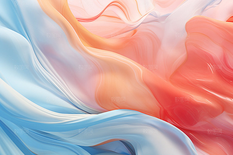 蓝粉流体渐变立体背景图
