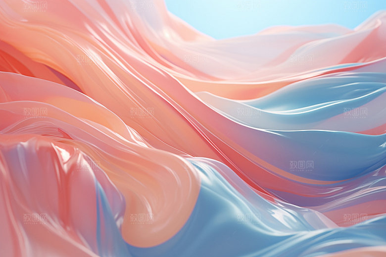 蓝粉流体立体彩色背景图