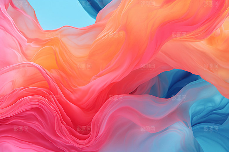 蓝粉流体炫彩立体背景图