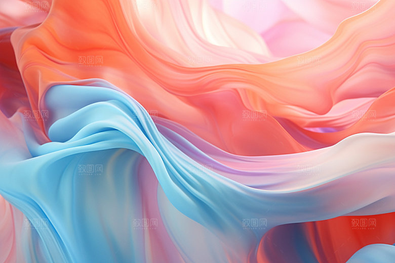 蓝粉流体温柔立体背景图