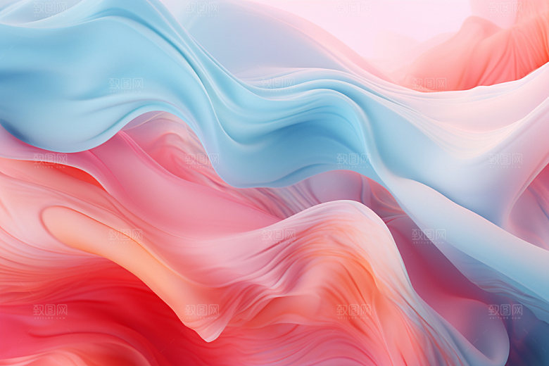 蓝粉流体渐变立体背景图