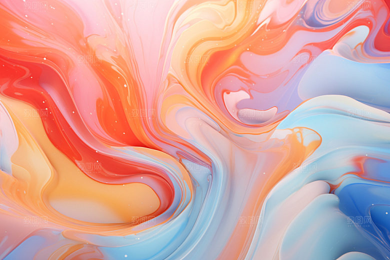 蓝粉流体创意立体背景图