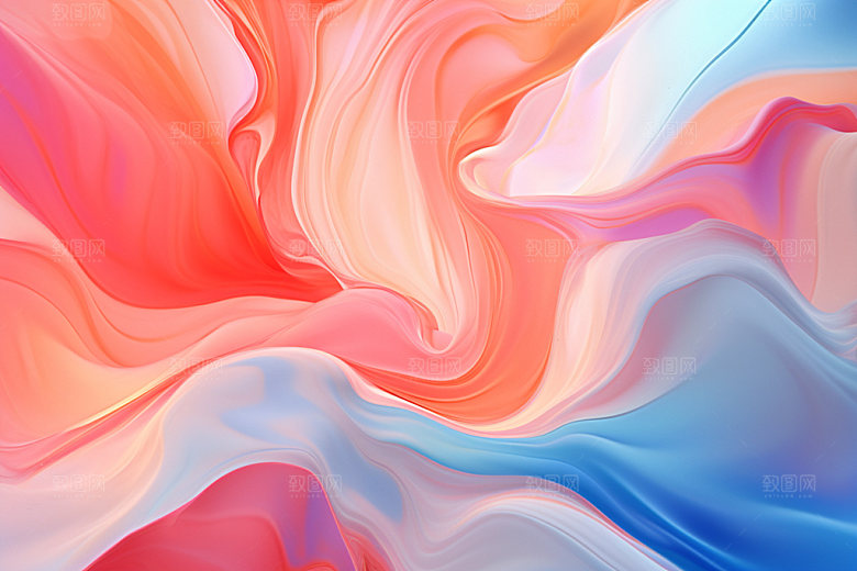 蓝粉流体彩色质感背景图