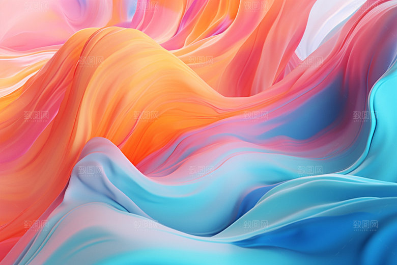 蓝粉流体渐变立体背景图