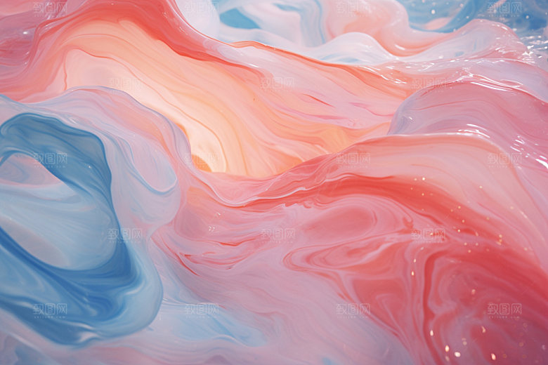 蓝粉流体立体彩色背景图