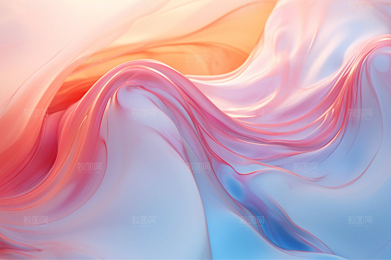 蓝粉流体立体温柔背景图