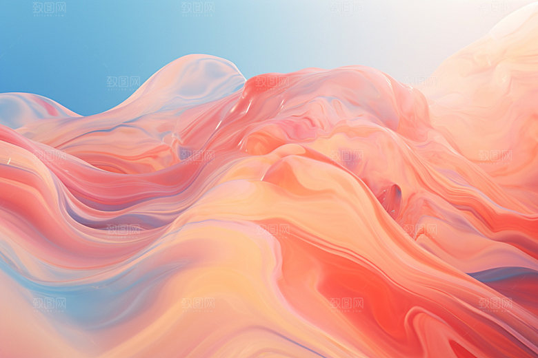 蓝粉流体彩色立体背景图