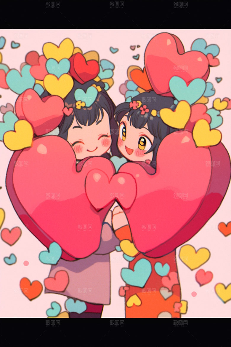 情人节表白手绘插画矢量元素