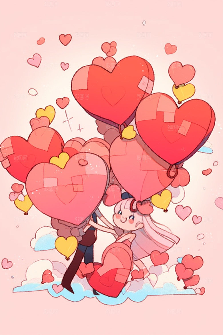情人节手绘插画七夕矢量元素