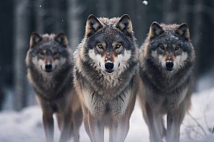 野狼团队协作狼性文化摄影图