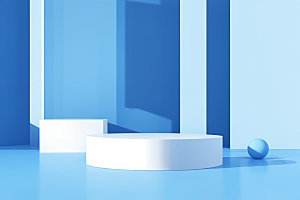 蓝色展台3DC4D电商背景