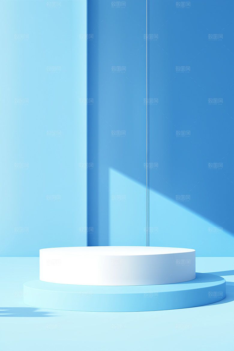 蓝色展台促销3D电商背景