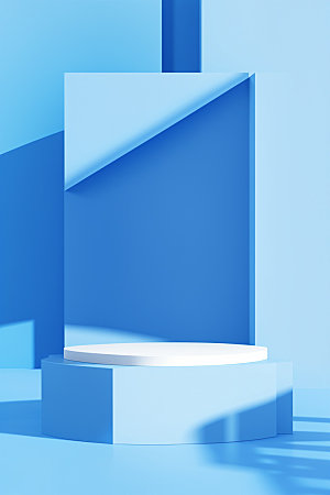 蓝色展台3D立体电商背景