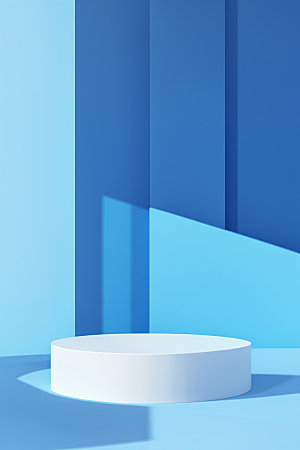 蓝色展台3D清凉电商背景