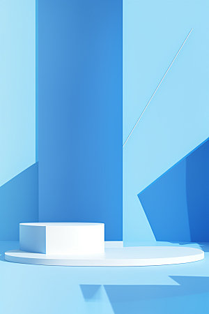蓝色展台折扣商品展示电商背景