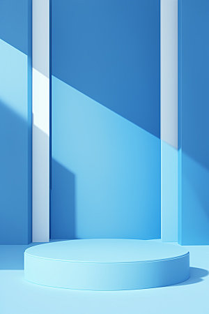 蓝色展台立体商品展示电商背景