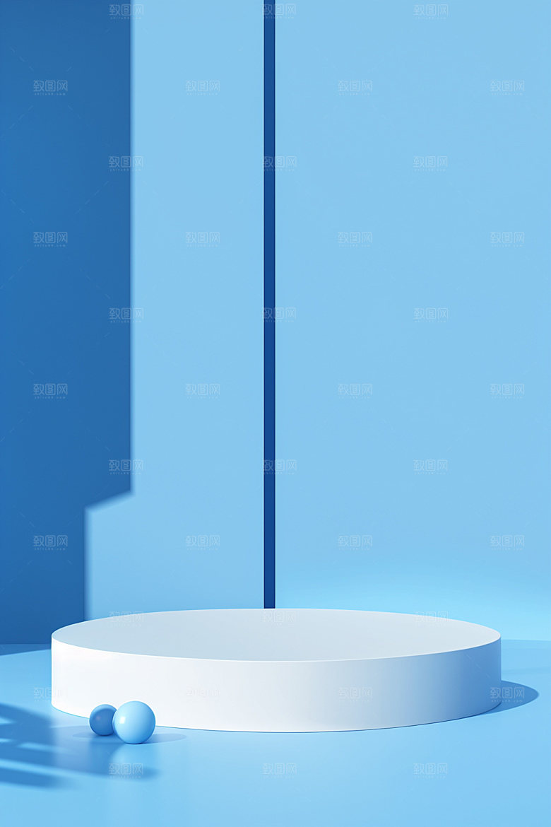 蓝色展台游泳C4D电商背景