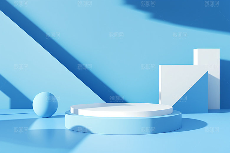蓝色展台商品展示活动电商背景