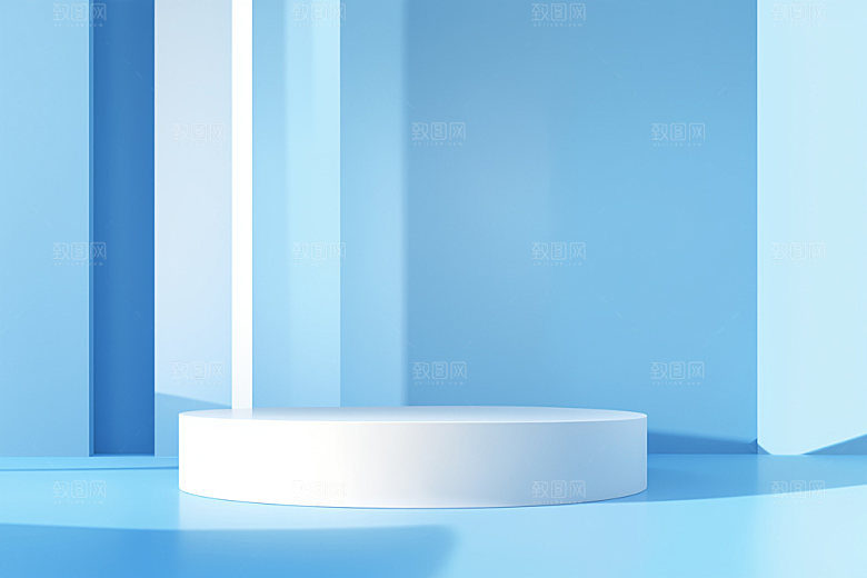 蓝色展台C4D度假产品电商背景