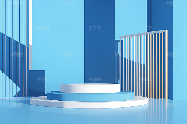 蓝色展台游泳活动电商背景