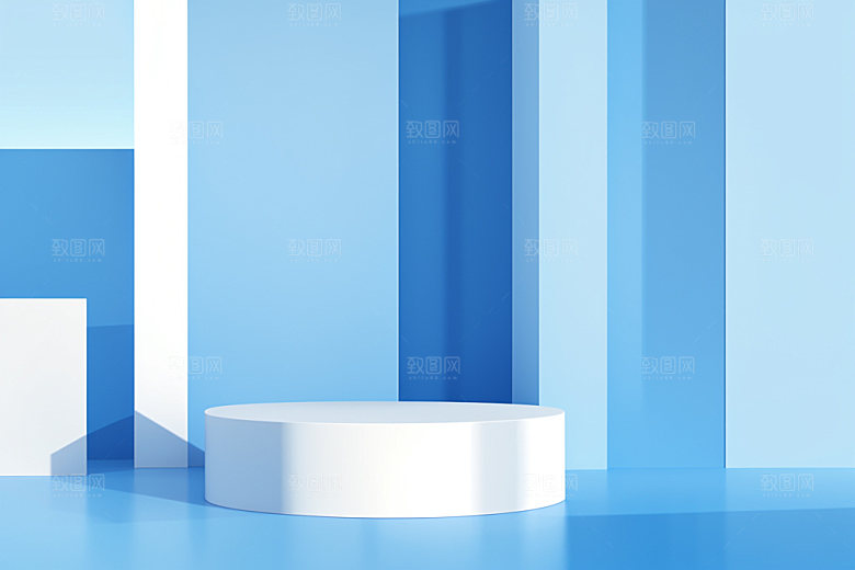 蓝色展台3D商品展示电商背景