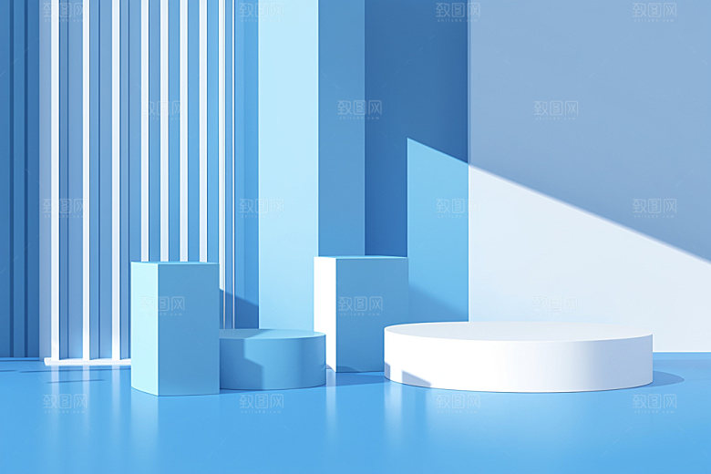 蓝色展台度假产品商品展示电商背景