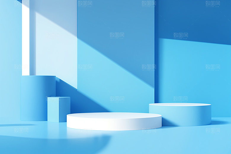蓝色展台活动游泳电商背景