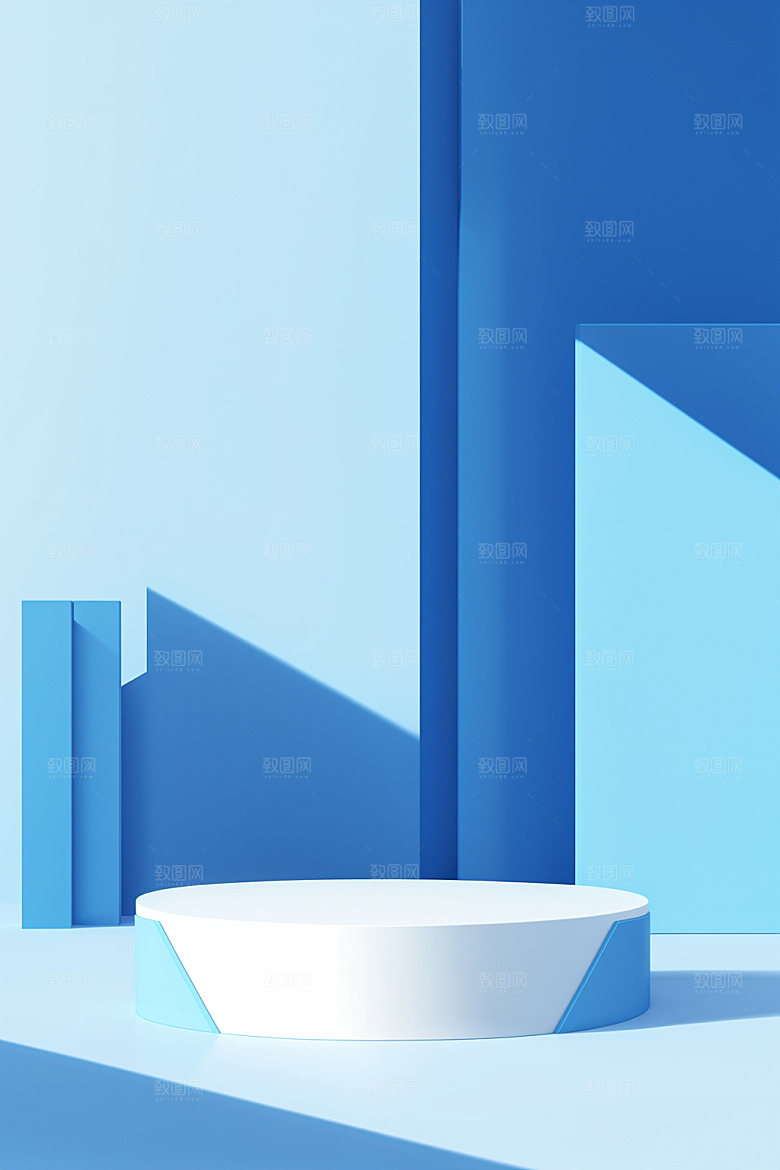 蓝色展台C4D折扣电商背景