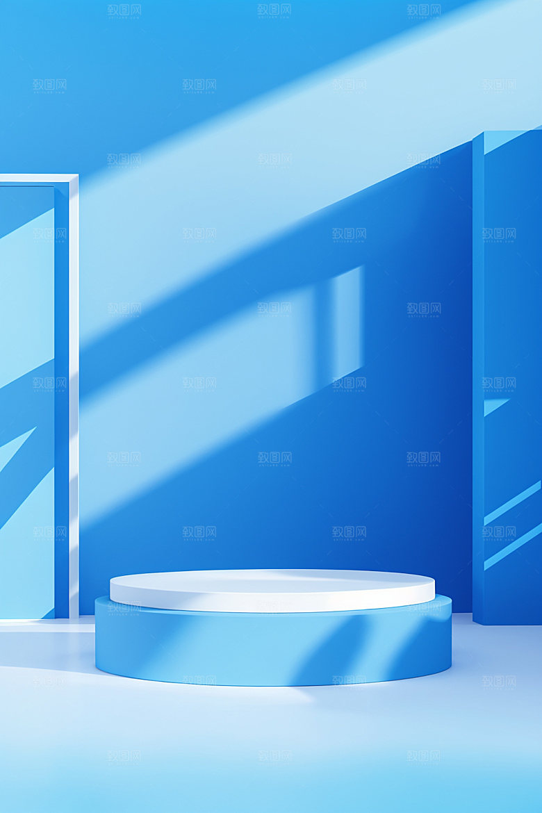 蓝色展台C4D商品展示电商背景