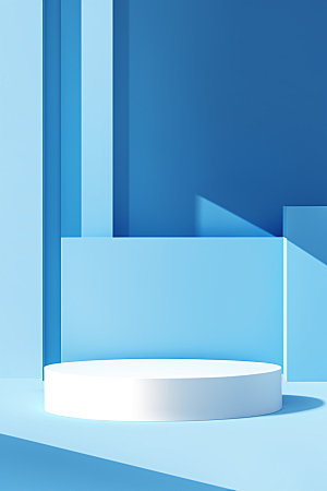 蓝色展台3DC4D电商背景