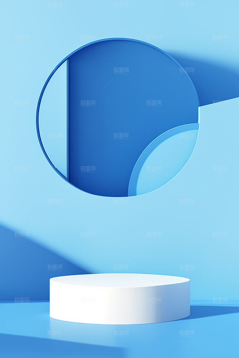 蓝色展台商品展示C4D电商背景