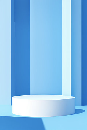 蓝色展台促销度假产品电商背景